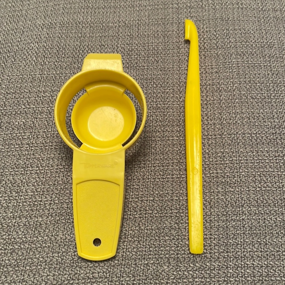 Set of 2 Vintage Tupperware YELLOW Egg Separator & Citrus Peeler